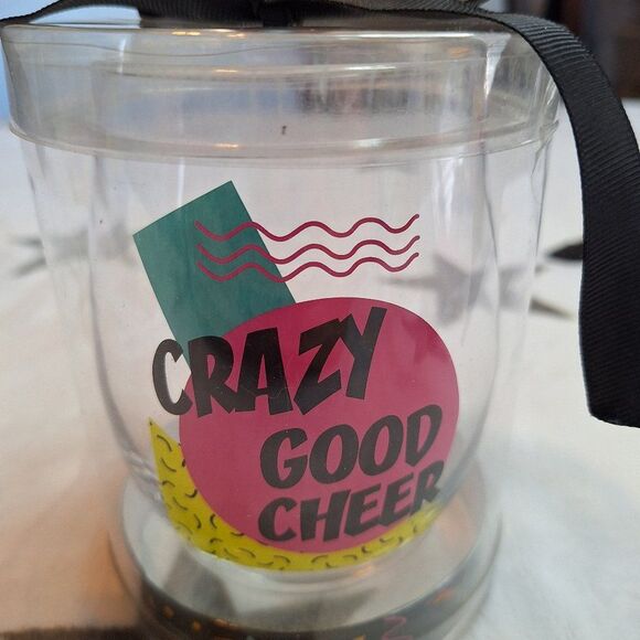 "Crazy Good Cheer" Funny Stemless Wine Glass Ganz In Box - Picture 4 of 6
